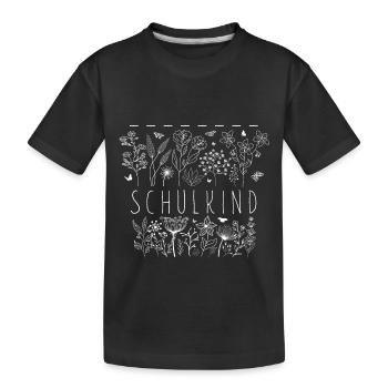 Schulkind Einschulung Blumen Schmetterlinge Schule - Kinder Premium Bio T-Shirt - Schwarz - Vorne