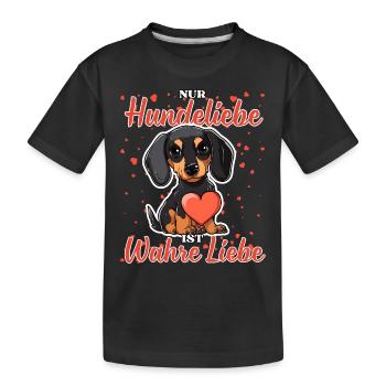 Hundeliebe Wahre Liebe - Lustige Dackel Liebe - Kinder Premium Bio T-Shirt - Schwarz - Vorne