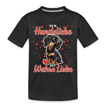 Hundeliebe Wahre Liebe - Lustige Dackel Liebe - Kinder Premium Bio T-Shirt - Schwarz - Vorne