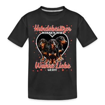 Hundebesitzer Wahre Liebe - Lustige Dackel Liebe - Kinder Premium Bio T-Shirt - Schwarz - Vorne