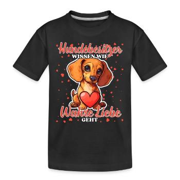 Hundebesitzer Wahre Liebe - Lustige Dackel Liebe - Kinder Premium Bio T-Shirt - Schwarz - Vorne