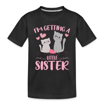 Baby Sister Reveal Im Getting A Little Sister Cat - Kinder Premium Bio T-Shirt - Schwarz - Vorne