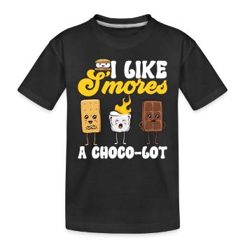 S'more Campfire Marshmallow Camping - Kids' Premium Organic T-Shirt - black - Front
