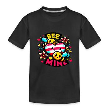 Bee Mine: Whimsical Bees & Heart Playful - Kids' Premium Organic T-Shirt - black - Front