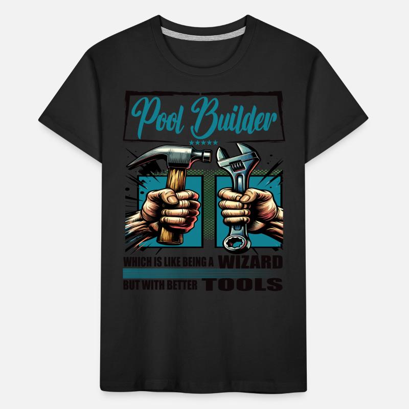 Pool builder Beruf Spruch Arbeiter Kinder Premium Bio T-Shirt