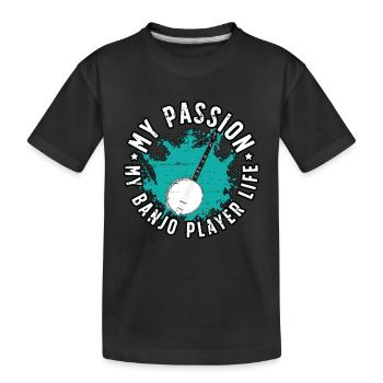 Joueur de banjo Ma passion Mon joueur de banjo Musique folklorique - T-shirt bio Premium Enfant - noir - Devant