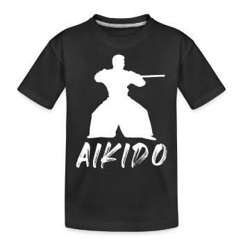 Aikido - Kinder Premium Bio T-Shirt - Schwarz - Vorne