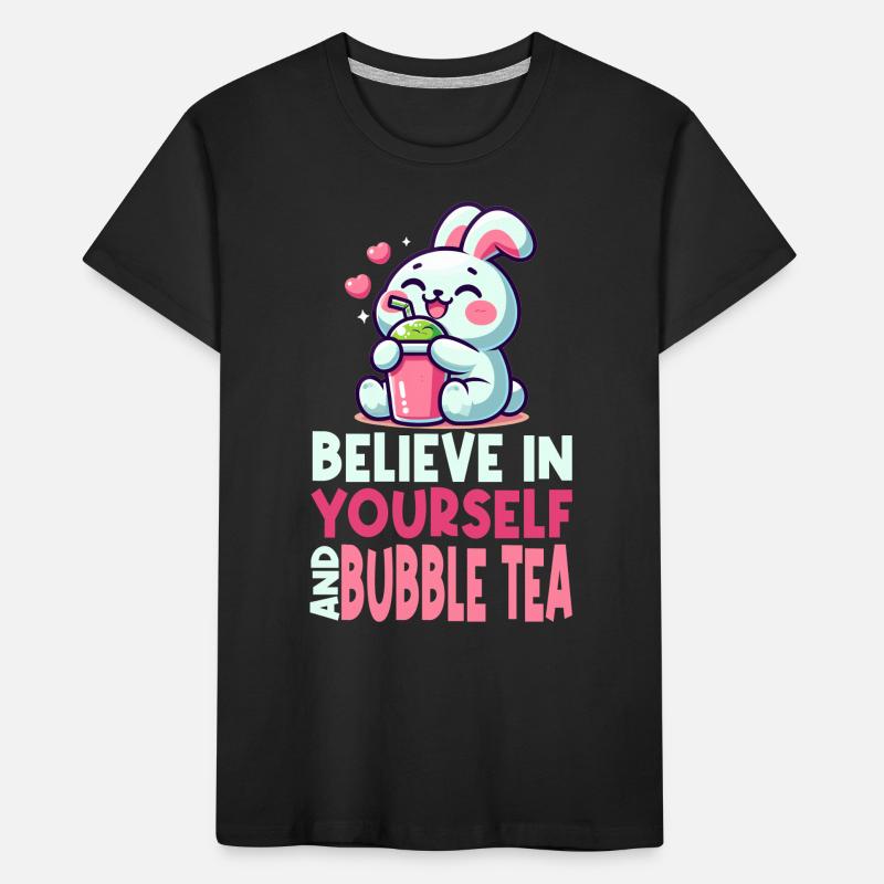 Kawaii Rabbit Bubble Tea Croyez en vous T-shirt bio Premium Enfant