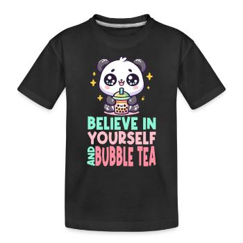 Kawaii Panda Bubble Tea Boba Drink Milchtee Asiatisch - Kinder Premium Bio T-Shirt - Schwarz - Vorne