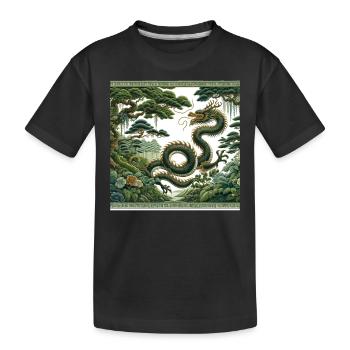 Chinesische Drachenkunst Mystische Waldgeister - Kinder Premium Bio T-Shirt - Schwarz - Vorne