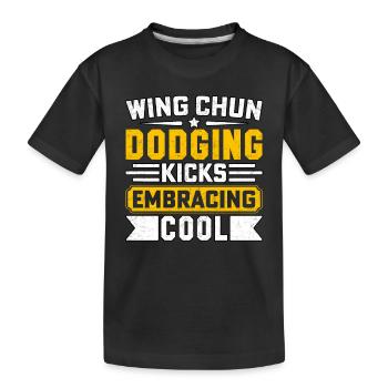Wing Chun weicht Tritten aus und umarmt die Coolness - Kinder Premium Bio T-Shirt - Schwarz - Vorne