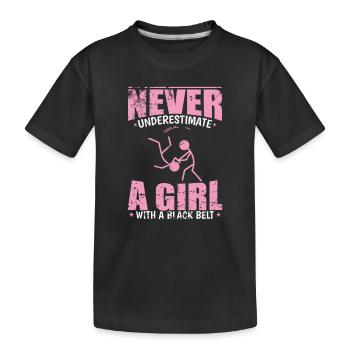 Never underestimate a Black Belt Girl Aikido - Kinder Premium Bio T-Shirt - Schwarz - Vorne