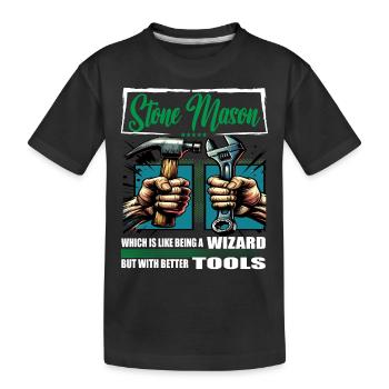 Stone mason Beruf Spruch Arbeiter - Kinder Premium Bio T-Shirt - Schwarz - Vorne