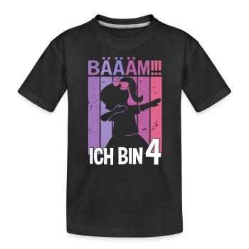 Mädchen Tanzen Bääm Ich bin 4 Jahre Dab Geburtstag - Kinder Premium Bio T-Shirt - Schwarz - Vorne