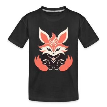 Kitsune Japanischer Little Fox Humor - Kinder Premium Bio T-Shirt - Schwarz - Vorne