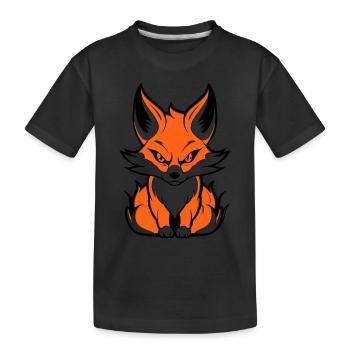 Kitsune Japanischer Little Fox Humor - Kinder Premium Bio T-Shirt - Schwarz - Vorne