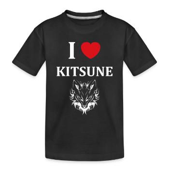 Kitsune Japanischer Little Fox Humor - Kinder Premium Bio T-Shirt - Schwarz - Vorne
