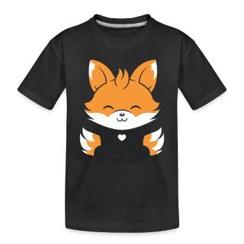 Kitsune Japanischer Little Fox Humor - Kinder Premium Bio T-Shirt - Schwarz - Vorne