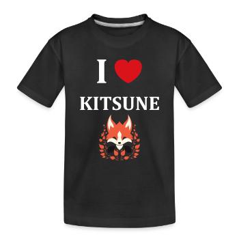 Kitsune Japanischer Little Fox Humor - Kinder Premium Bio T-Shirt - Schwarz - Vorne