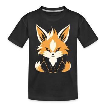 Kitsune Japanischer Little Fox Humor - Kinder Premium Bio T-Shirt - Schwarz - Vorne