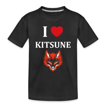 Kitsune Japanischer Little Fox Humor - Kinder Premium Bio T-Shirt - Schwarz - Vorne