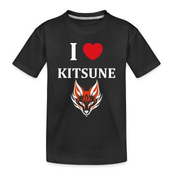 Kitsune Japanischer Little Fox Humor - Kinder Premium Bio T-Shirt - Schwarz - Vorne