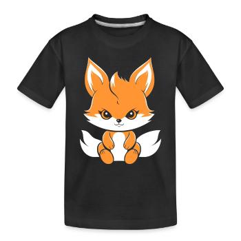 Kitsune Japanischer Little Fox Humor - Kinder Premium Bio T-Shirt - Schwarz - Vorne