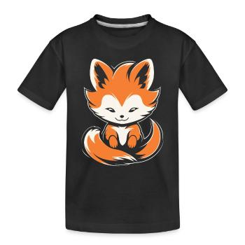 Kitsune Japanischer Little Fox Humor - Kinder Premium Bio T-Shirt - Schwarz - Vorne
