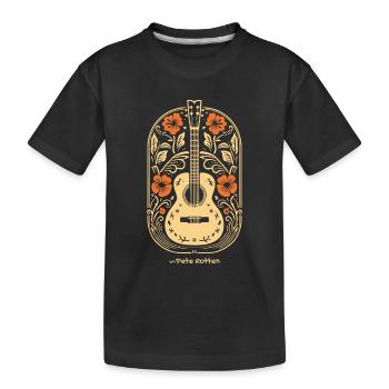 Guitare acoustique, guitare et fleurs - T-shirt bio Premium Enfant - noir - Devant