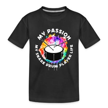 Joueur de caisse claire Ma passion Ma fanfare - T-shirt bio Premium Enfant - noir - Devant