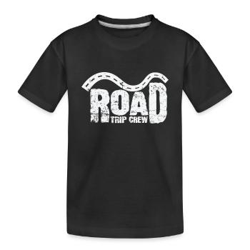Road Trip Crew Abenteuer Reise Route - Kinder Premium Bio T-Shirt - Schwarz - Vorne