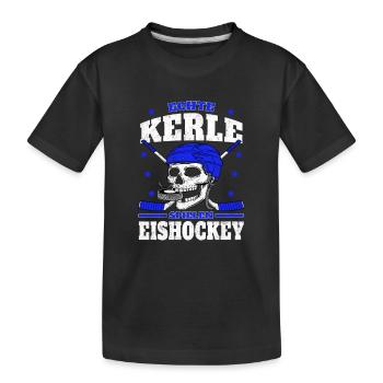 Eishockey Echte Kerle spielen Eishockey - Kinder Premium Bio T-Shirt - Schwarz - Vorne