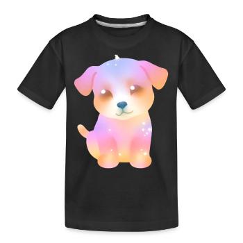 cute sparkly dog - colorful puppy - kawaii - Kids' Premium Organic T-Shirt - black - Front