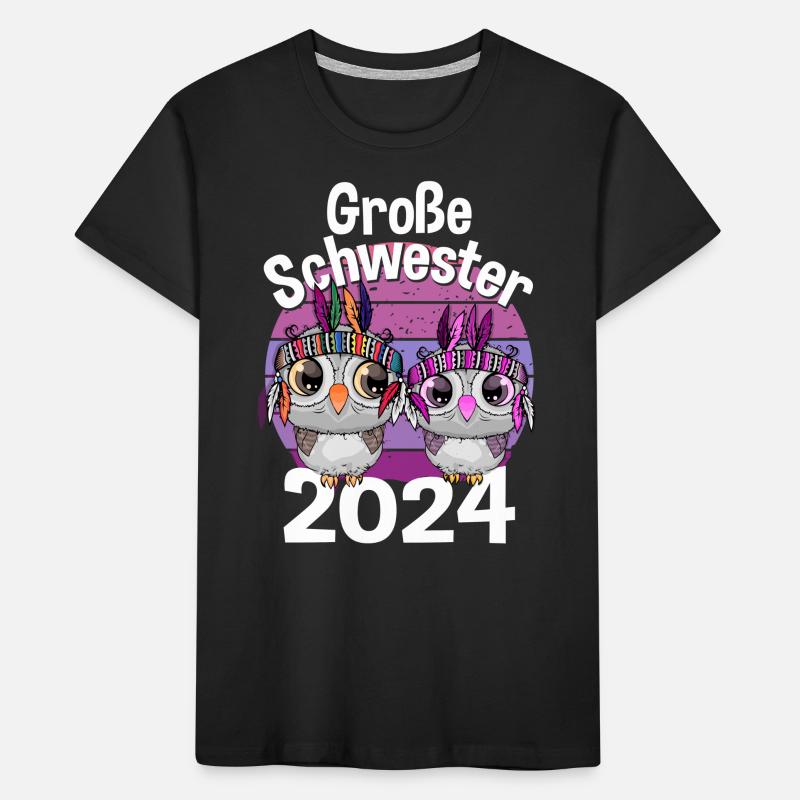 Mädchen Kinder Große Schwester 2024 Eulen Eule Kinder Premium Bio T-Shirt
