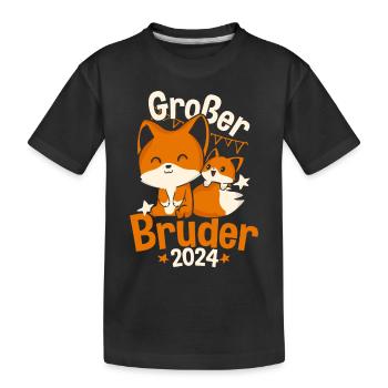 Kinder Großer Bruder 2024 Fuchs Schwangerschaft - Kinder Premium Bio T-Shirt - Schwarz - Vorne