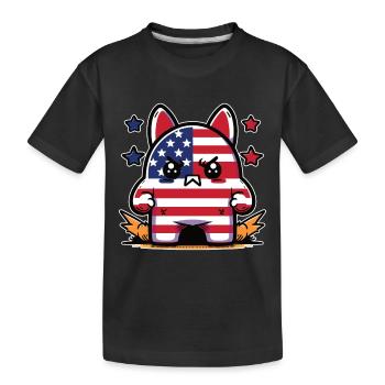 Wütendes Kaninchen in der Farbe der amerikanischen Flagge - Kinder Premium Bio T-Shirt - Schwarz - Vorne