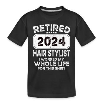 Coiffeur retraité 2024 - T-shirt bio Premium Enfant - noir - Devant