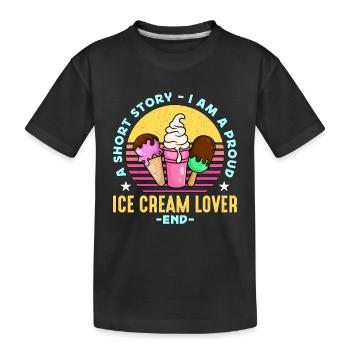 Amateur de crème glacée Une histoire courte Amateur de glace à la vanille - T-shirt bio Premium Enfant - noir - Devant