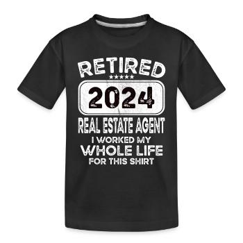 Retired Real estate agent 2024 - Kids' Premium Organic T-Shirt - black - Front