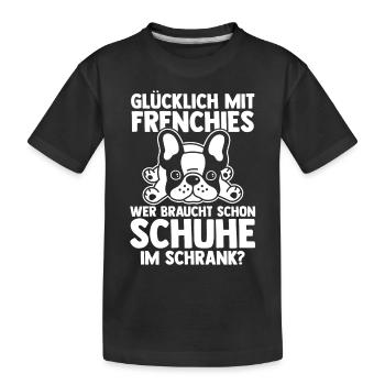 Hund Frenchie Französische Bulldogge - Kinder Premium Bio T-Shirt - Schwarz - Vorne