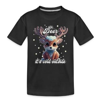 Süßer niedlicher Hirsch im Winter Geschenk - Kinder Premium Bio T-Shirt - Schwarz - Vorne