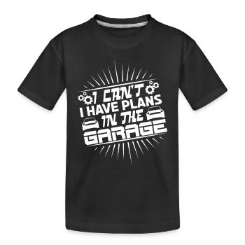 Ich kann nicht, ich habe Projekte in der Garage. - Kinder Premium Bio T-Shirt - Schwarz - Vorne