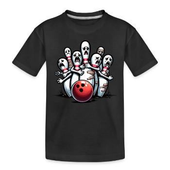 Bowling Pin Faces Funny for Bowling Lovers - Kids' Premium Organic T-Shirt - black - Front