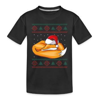Schlafender Weihnachtsfuchs - Kinder Premium Bio T-Shirt - Schwarz - Vorne