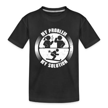 Skieur de fond Mon problème Mon pictogramme Papa - T-shirt bio Premium Enfant - noir - Devant