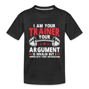 Personal Trainer Coach Gym Workout Fitnesstrainer - Kinder Premium Bio T-Shirt - Schwarz - Vorne