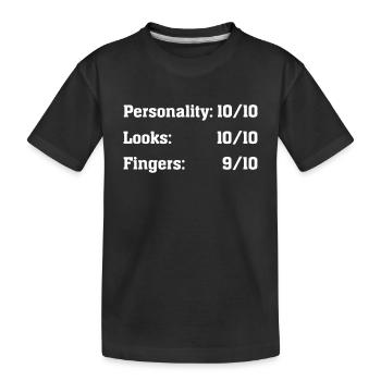 Funny finger amputierer amputuates missing finger - Kids' Premium Organic T-Shirt - black - Front