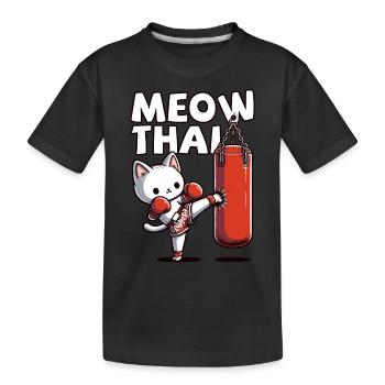 Muay Thai Boxing, Thai Boxing Kickboxen Meow Thai - Kinder Premium Bio T-Shirt - Schwarz - Vorne