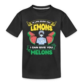 funny joke about plastic surgeons, - Kids' Premium Organic T-Shirt - black - Front