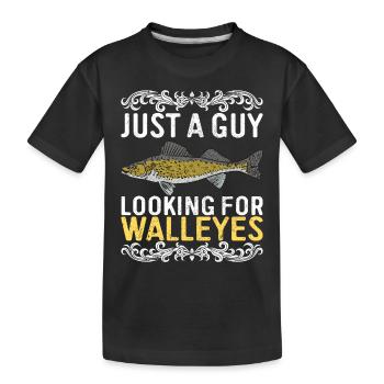 Walleye Fishing Angler - Kids' Premium Organic T-Shirt - black - Front